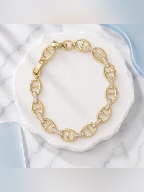 Fleur Lumière Pavé Link Bracelet | 18K Gold Layered